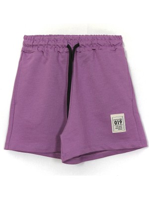 Bağcıklı Yan Cepli Mor Renk Kız Çocuk Penye Şort 001-0002062