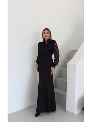 Dantel Bluzlu Maxi Elbise