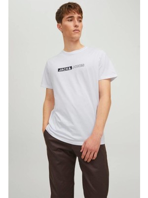 Jack&jones 12221946 Gogsu Yazılı 0 Yaka Kısa Kol Tshırt