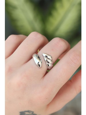 Pirinç Gümüş Renk Ayarlanabilir Sarmal Yüzük