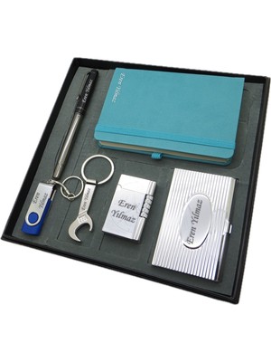 Signator® Mare | Isme Özel Set - 32 Gb. USB Bellek + Çakmak + Not Defteri  + Anahtarlık + Kalem ve Kartvizitlik | Kişiye Özel Hediyelik Set