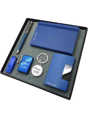 Signator® Oceanus | Kişiye Özel Set - 32 Gb. USB Bellek + Işlemeli Çakmak + Not Defteri  + Kalem + Anahtarlık ve Kartvizitlik | Isme Özel Hediyelik Set