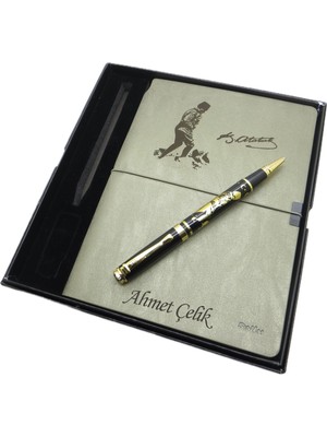 Scrikss Isme Özel Verona Defter(K.atatürk Imzalı) + Isme Özel Atatürk Kalem + Kişiye Özel Kutulu Set