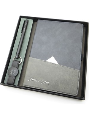 Signator® Codex | N185 Kişiye Özel Defterli Set - Isme Özel Siyah Kalem + Isme Özel Siyah Defter + Isme Özel Siyah Anahtarlık | Isme Özel Kutusunda Hediyelik Set