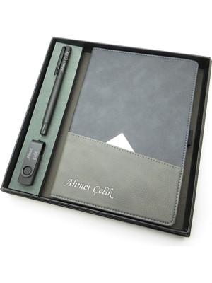Signator® Codex | N186 Kişiye Özel Defterli Set - Isme Özel Siyah Kalem + Isme Özel Siyah Defter + Isme Özel 32 GB USB Bellek | Isme Özel Kutusunda Hediyelik Set