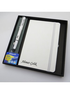 Signator® Codex | N317 Kişiye Özel Defterli Set - Isme Özel Beyaz Dolma Kalem + Isme Özel Beyaz Defter + Yedek Kartuş| Isme Özel Kutusunda Hediyelik Set
