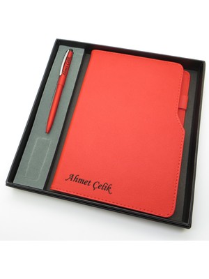Signator® Codex | N239 Kişiye Özel Defterli Set - Scrikss Isme Özel Kırmızı Kalem + Isme Özel Kırmızı Defter | Isme Özel Kutusunda Hediyelik Set
