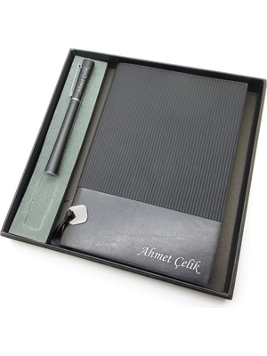 Signator® Codex | N151 Kişiye Özel Defterli Set - Isme Özel Siyah Kalem + Isme Özel Siyah Defter | Isme Özel Kutusunda Hediyelik Set