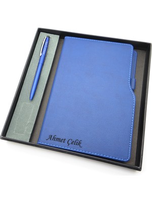 Signator® Codex | N230 Kişiye Özel Defterli Set - Scrikss Isme Özel Mavi Kalem + Isme Özel Mavi Defter | Isme Özel Kutusunda Hediyelik Set