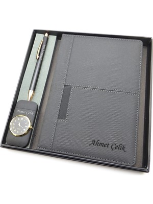Signator® Codex | N286 Kişiye Özel Defterli Set - Isme Özel Siyah Kalem + Isme Özel Siyah Defter + Isme Özel Siyah Çakmak | Isme Özel Kutusunda Hediyelik Set