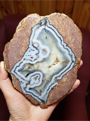 Nadir Mavi Dantel Bantlı Zarif Thunderegg Akik Dilimi, (Doğal Taş, Değerli Taş, Kristal)