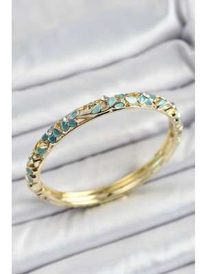 Tua Moda Mineli Pirinç Yeşil Motifli Kadın Kelepçe