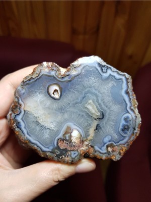 Kuvars Merkezli Mavi Çizgili Laguna Akik (Doğal Taş, Şifalı Taş, Değerli Taş, Kristal)