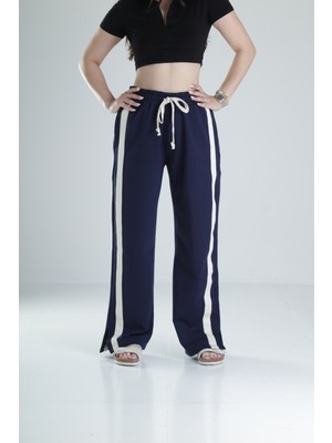 Yan Şerit Detaylı Lacivert Oversize Eşofman