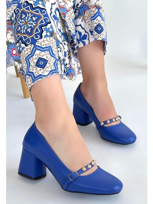 Tino Mavi Cilt Topuklu Ayakkabı