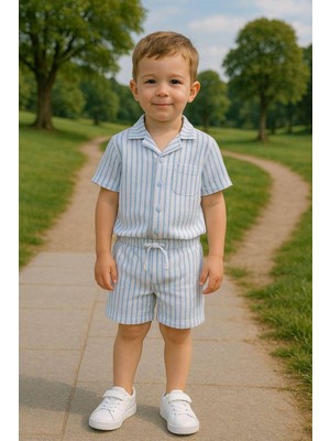 Keten Çizgili Erkek Çocuk Takım