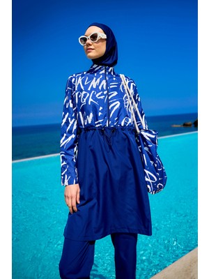 Tam Kapalı Tesettür Mayo Hakim Yaka Yırtmaçlı R2502