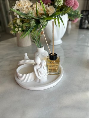 Dekoratif Özel Tasarım Sarılan Çift Kapaklı Kutuda Mum Vazo Oda Kokusu Set Sevgililer Günü Hediyesi