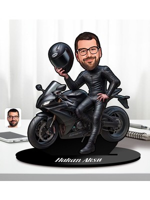Kişiye Özel Motorcu Erkek Tasarımlı Karikatür Biblo