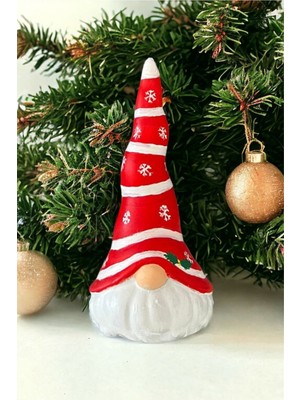 Yılbaşı Cücesi Biblo 17 cm Fırça Tekniği Ile Boyanmış El Yapımı Kırılmaz Noel Dekoratif Obje Biblo