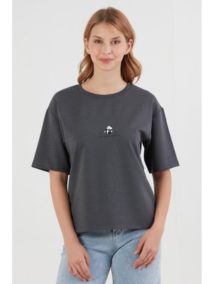 Panda Baskılı Oversize Tişört