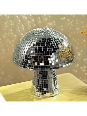 Dekoratif Disko Topu Mantar 18 cm - Gümüş