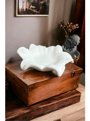 Ham Seramik Yaprak Sunumluk Tabak Orta Boy