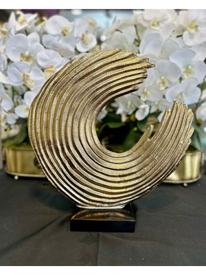 Avangarde Ithal Ürün Metal Döküm Siyah Mermer Tablalı Gold Renkli Dekoratif Obje & Aksesuar