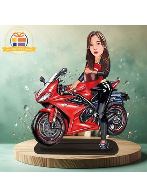 Motorsiklet Karikatürlü Biblo Hediye  3D Masa Üstü Biblo Hediyesi