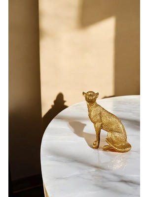 Biblo Dekoratif Obje Heykel Leopar Biblo Dekoratif Süs Eşyası Altın Renk Model 33