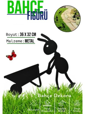 Dekoratif Metal Bahçe Süsü - Bahçe Dekorasyonu Dekor Karınca - Saksı Üstüne Heykel Figürü