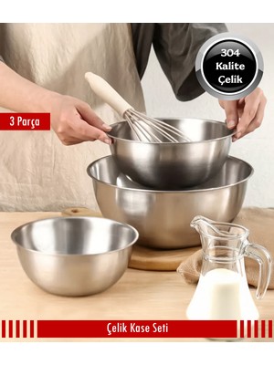 Çelik 3 Parça Kase 16CM - 20CM - 24CM