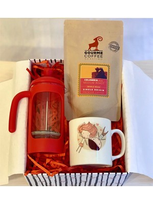 Giftmoda Ölümsüz Aşıklar French Press & Filtre Kahveli Sevgiliye Hediye Seti