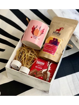 Giftmoda Kadın Gücü Tasarımlı Kupa Elmas Balon Gece Lambası Filtre Kahve Ve Çikolata Hediye Seti