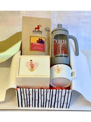 Giftmoda Sonsuz Sevgi French Press & Filtre Kahveli Sevgiliye Hediye Seti