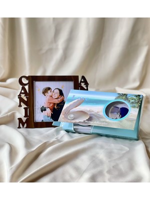 Giftmoda Kişiye Özel Gümüş Canım Annem Çerçeve Ve İnci Kolye Anneye Hediye Seti