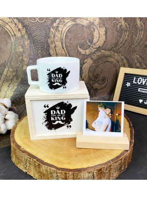 Kral Baba Tasarımlı Kutulu Kupa ve Ahşap Fotoğraf Tutucu Set