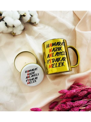 Giftmoda Anne Tasarımlı Kokulu Mum Ve Gold Kupa Set