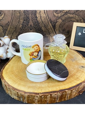 Giftmoda Canım Babam Kupa Mermer Mum Ve Kolanya Set