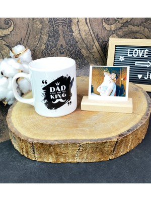 Kral Baba Tasarımlı Kupa ve Ahşap Fotoğraf Tutucu Set