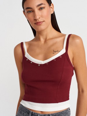 21085 Çift Görünümlü Askılı Top-Açık Bordo