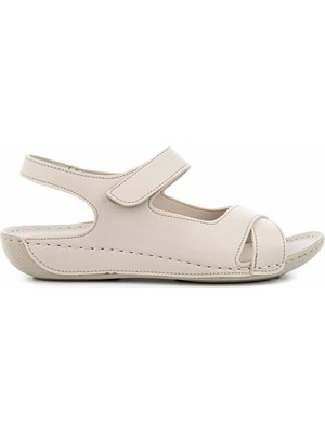 Muya Capella Anatomik Taban Jel Destekli  Kadın Sandalet Krem