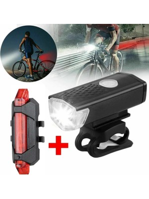 Su Geçirmez USB Şarj LED Bisiklet Scooter Ön Far Arka Işık Lambası Işık Seti Bisiklet Far