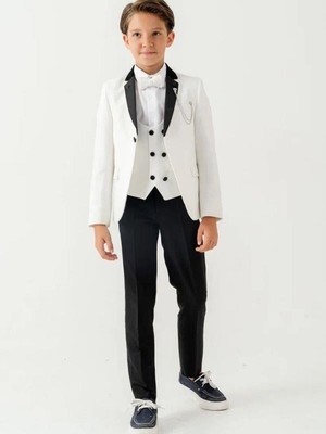 Erkek Çocuk Duble Yaka Iğne Detaylı 5 Parça Takım Elbise