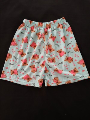 Ayıcık Desenli Mavi Pijama Altı Şort