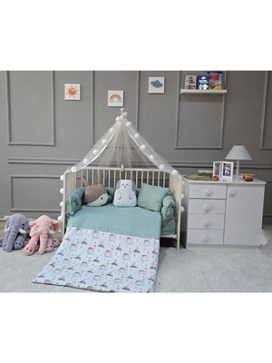Yuar Baby Örgü Kenar Korumalı Beşik Uyku Seti --8 Parça--