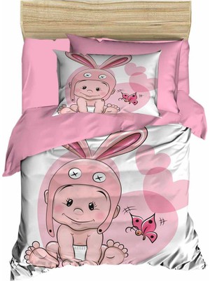 Merland Benvecocuk Yenidoğan Kız Bebek Nevresim Takımı %100 Pamuklu Tavşan Kulak