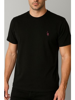 Cotton Hause Erkek Siyah Bisiklet Yaka Regular Fit Basic Tişört C1T0N2O2