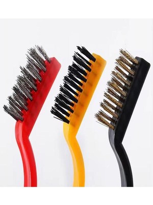 TeknoTrust Siyah 3'lü Tel Fırça Seti, Sert Plastik ve Metal Malzeme, Çok Amaçlı Kullanım