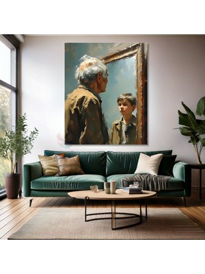 Genç ve Yaşlı Kanvas Tablo Düşündürücü Modern Sanat Duvar Tablosu